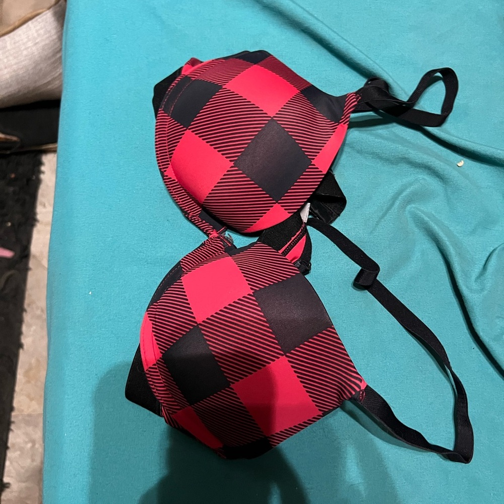 red and black bra